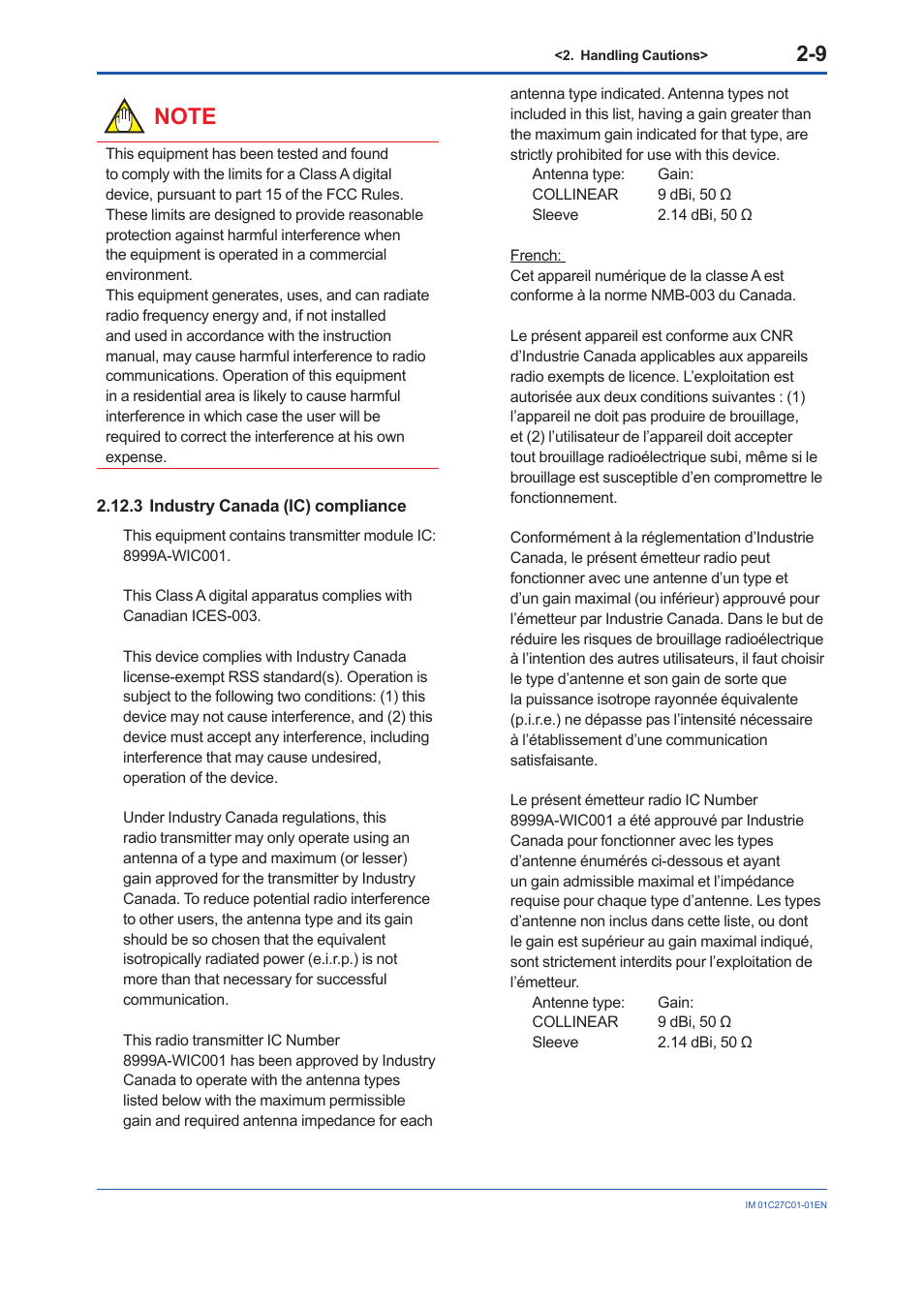 3 industry canada (ic) compliance, Industry canada (ic) compliance -9 | Yokogawa EJX210B User Manual | Page 17 / 101