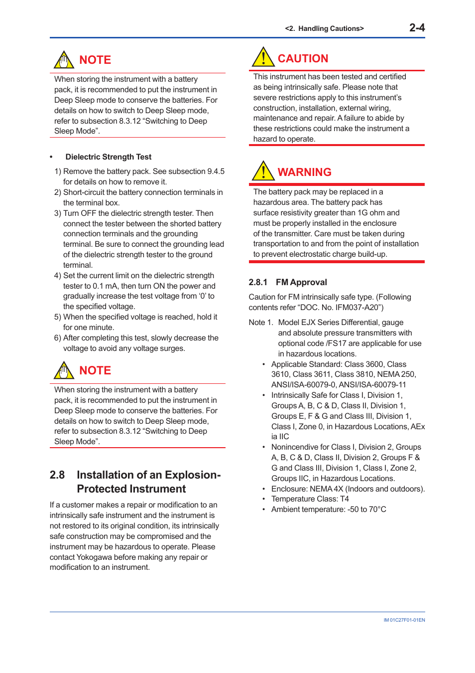 1 fm approval, Fm approval -4, Caution | Warning | Yokogawa EJX530B User Manual | Page 12 / 91