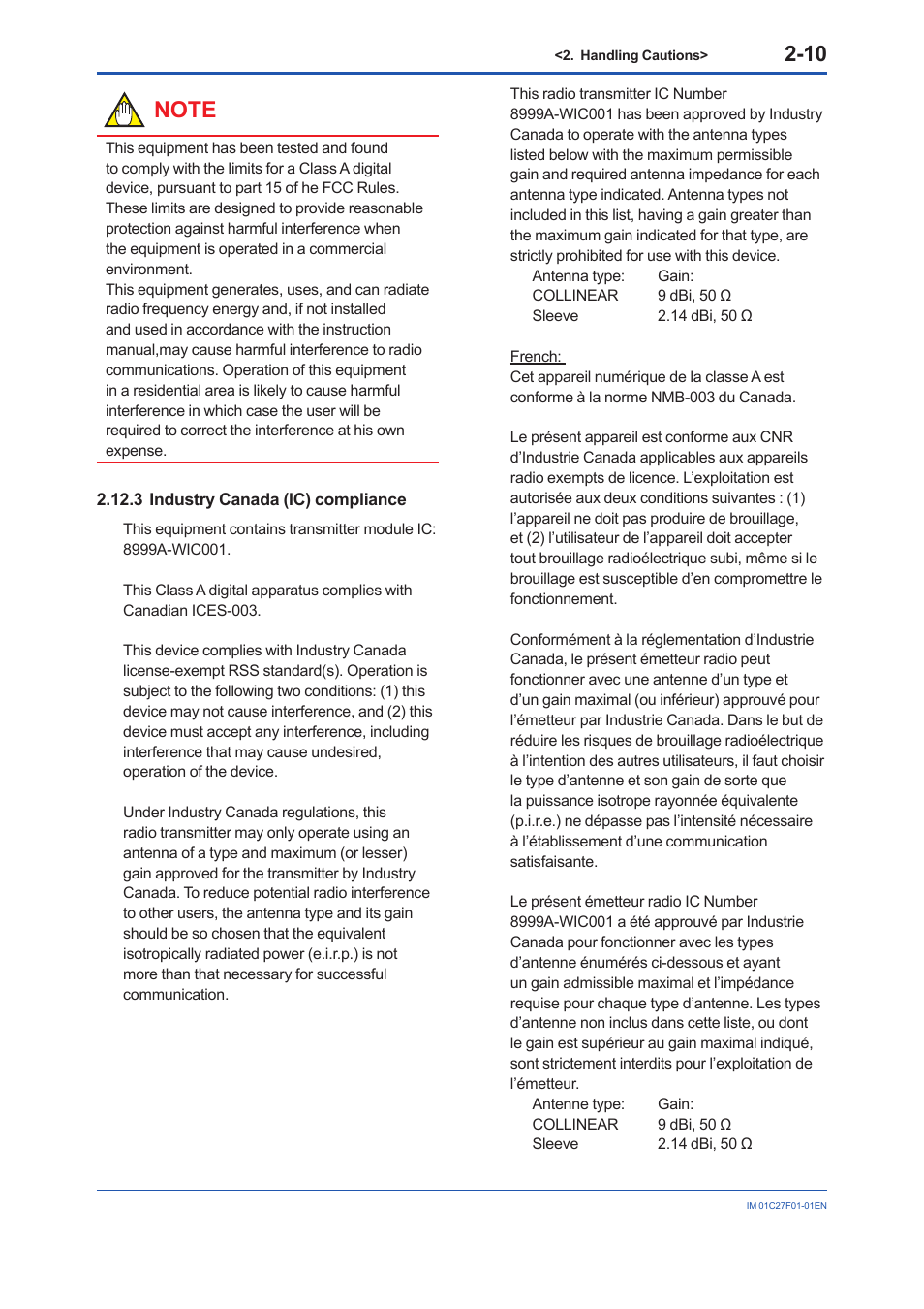 3 industry canada (ic) compliance, Industry canada (ic) compliance -10 | Yokogawa EJX530B User Manual | Page 18 / 91
