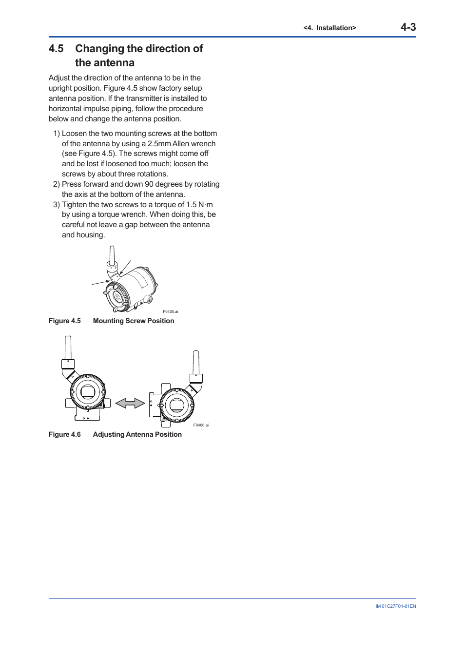 5 changing the direction of the antenna, Changing the direction of the antenna -3 | Yokogawa EJX530B User Manual | Page 22 / 91