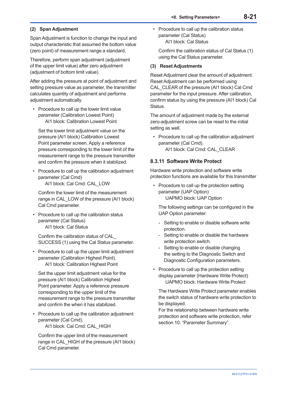 11 software write protect, Software write protect -21 | Yokogawa EJX530B User Manual | Page 54 / 91