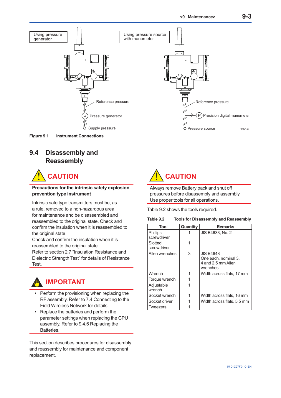 4 disassembly and reassembly, Disassembly and reassembly -3, Caution | Important | Yokogawa EJX530B User Manual | Page 62 / 91