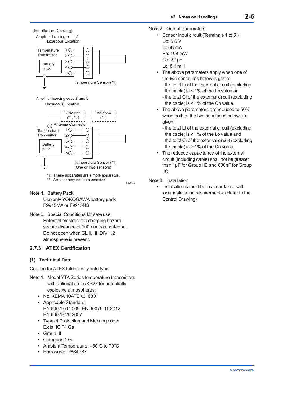 3 atex certification, Atex certification -6 | Yokogawa Wireless Temperature Transmitter YTA510 User Manual | Page 14 / 76