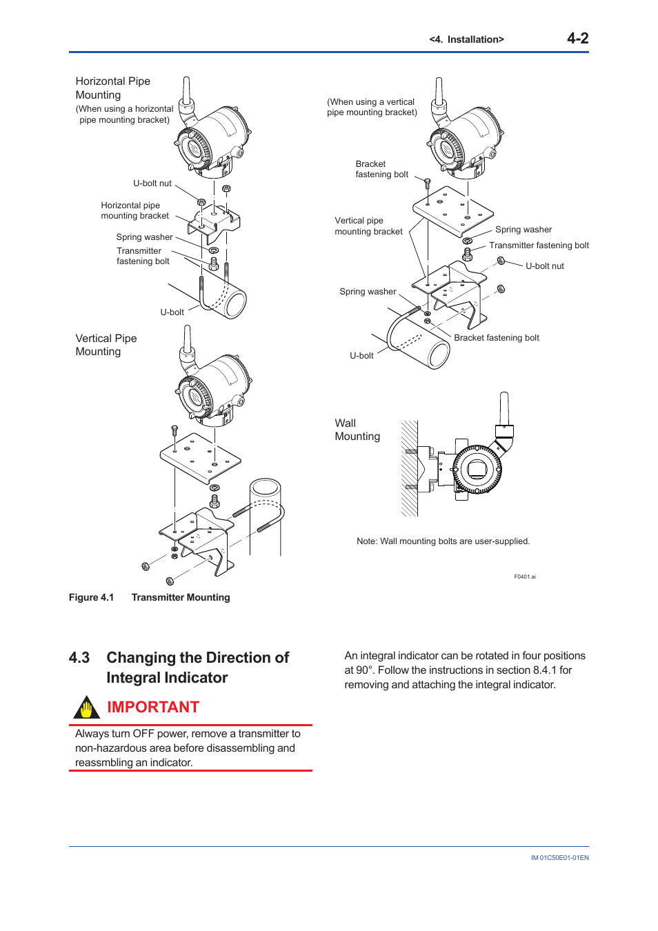 3 changing the direction of integral indicator, Changing the direction of integral indicator -2 | Yokogawa Wireless Temperature Transmitter YTA510 User Manual | Page 21 / 76
