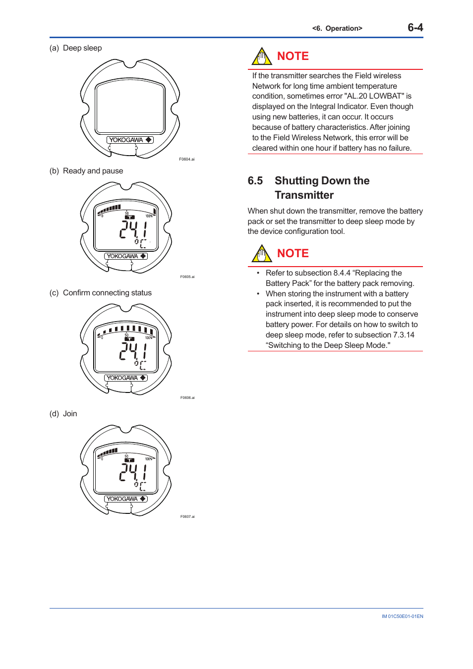 5 shutting down the transmitter, Shutting down the transmitter -4 | Yokogawa Wireless Temperature Transmitter YTA510 User Manual | Page 32 / 76