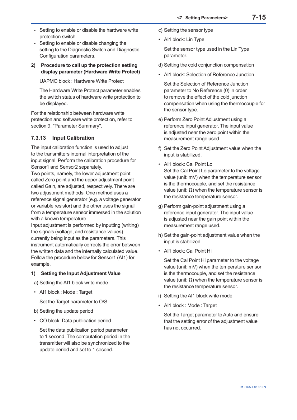 13 input calibration, Input calibration -15 | Yokogawa Wireless Temperature Transmitter YTA510 User Manual | Page 47 / 76