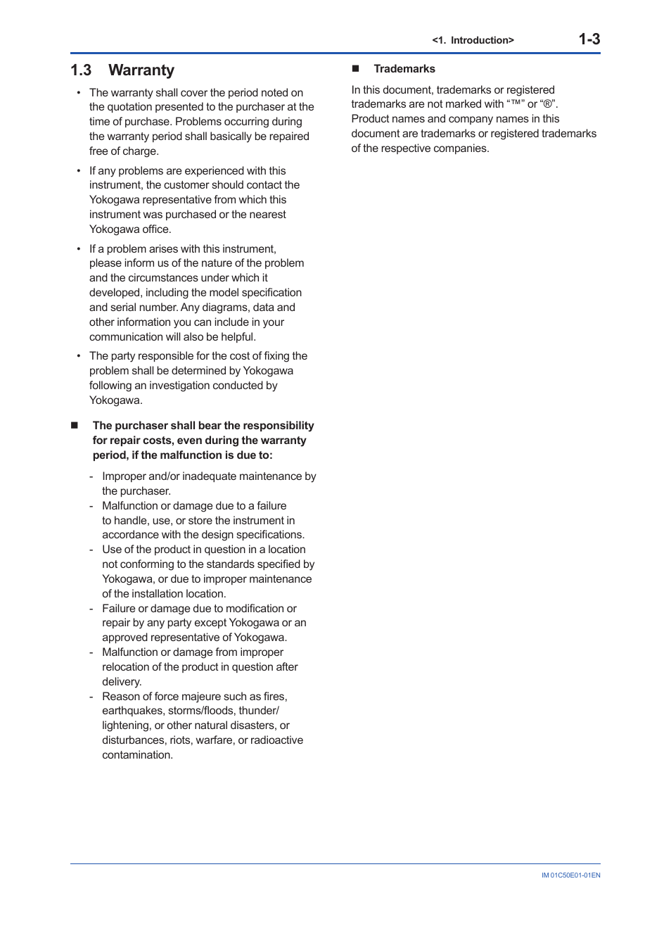 3 warranty, Warranty -3 | Yokogawa Wireless Temperature Transmitter YTA510 User Manual | Page 7 / 76