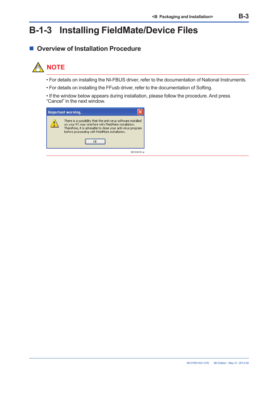 B-1-3 installing fieldmate/device files | Yokogawa FieldMate User Manual | Page 17 / 384
