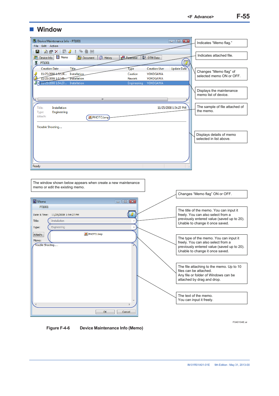 F-55, Window | Yokogawa FieldMate User Manual | Page 174 / 384
