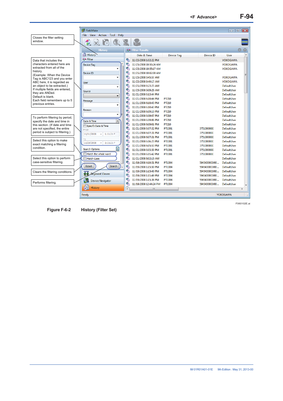 F-94 | Yokogawa FieldMate User Manual | Page 213 / 384