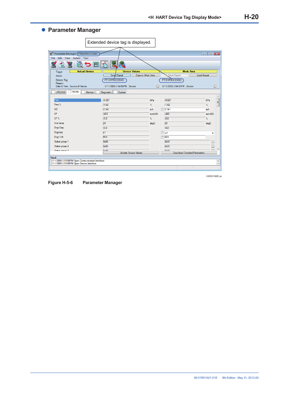 H-20, Parameter manager | Yokogawa FieldMate User Manual | Page 254 / 384