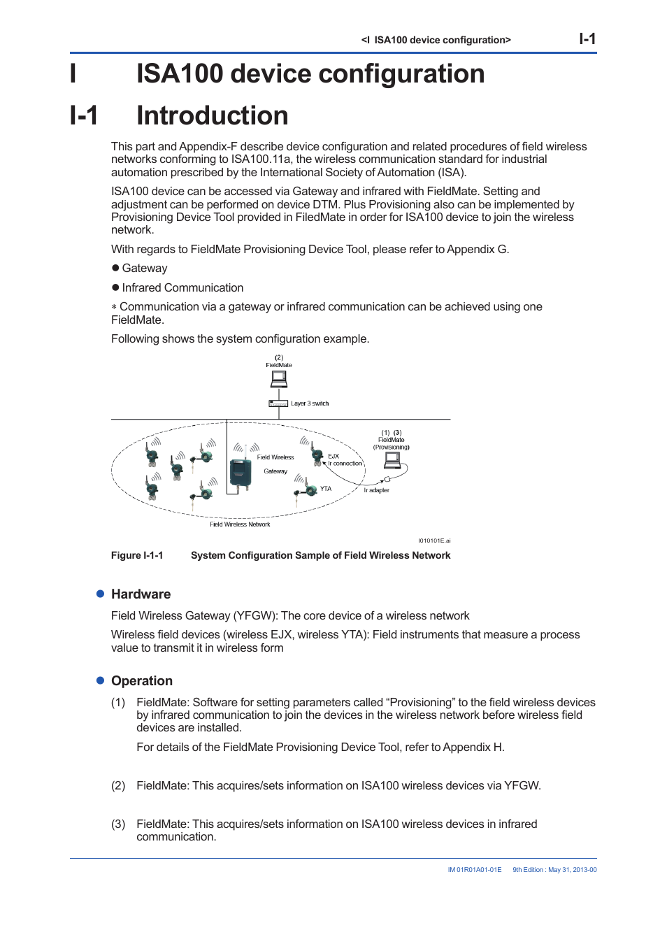 I isa100 device configuration, I-1 introduction, Iisa100 device configuration i-1 introduction | Yokogawa FieldMate User Manual | Page 255 / 384
