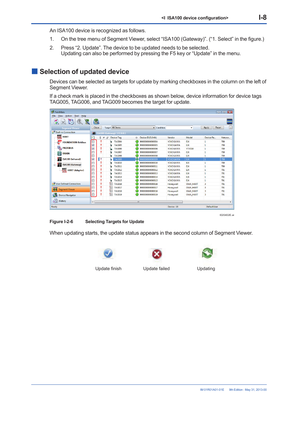 Selection of updated device | Yokogawa FieldMate User Manual | Page 262 / 384