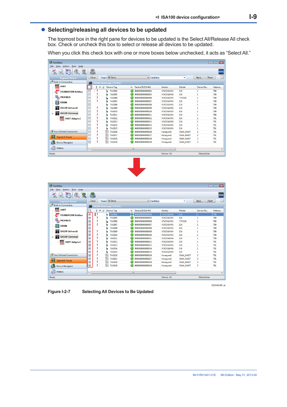 Selecting/releasing all devices to be updated | Yokogawa FieldMate User Manual | Page 263 / 384