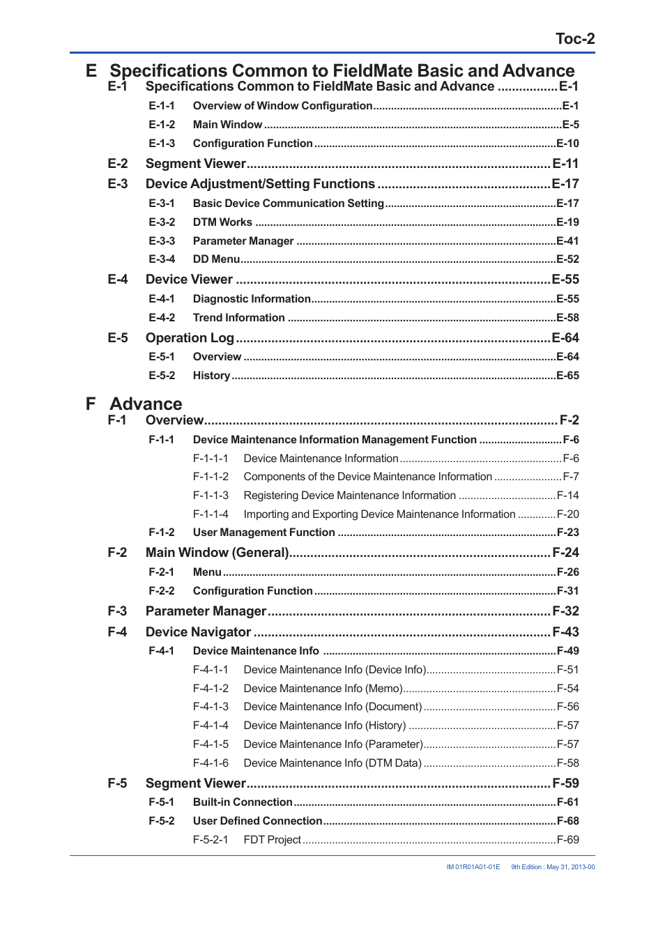 F advance, Toc-2 | Yokogawa FieldMate User Manual | Page 3 / 384