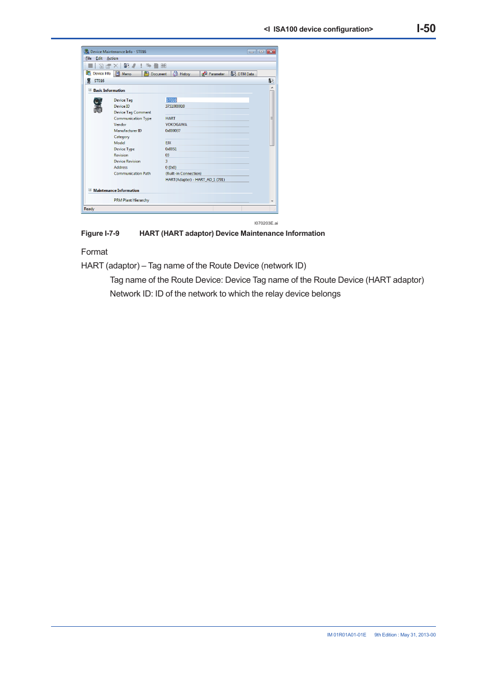 I-50 | Yokogawa FieldMate User Manual | Page 304 / 384
