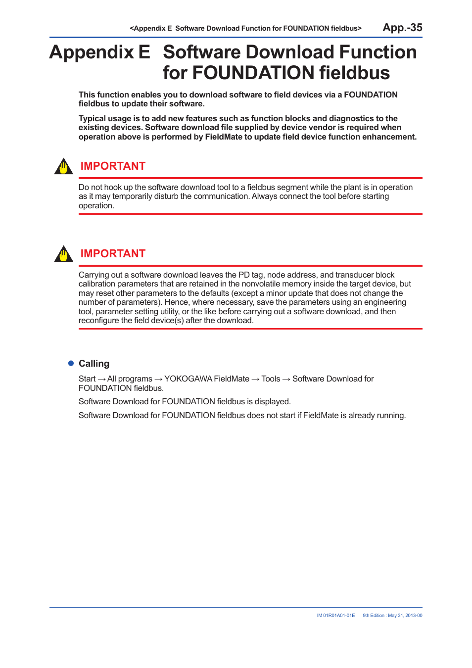 Important | Yokogawa FieldMate User Manual | Page 356 / 384