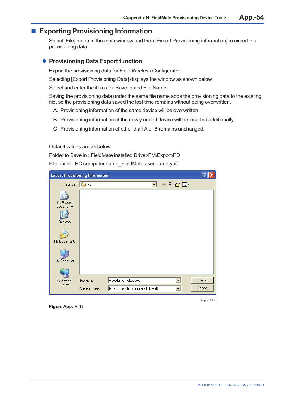 Exporting provisioning information | Yokogawa FieldMate User Manual | Page 375 / 384