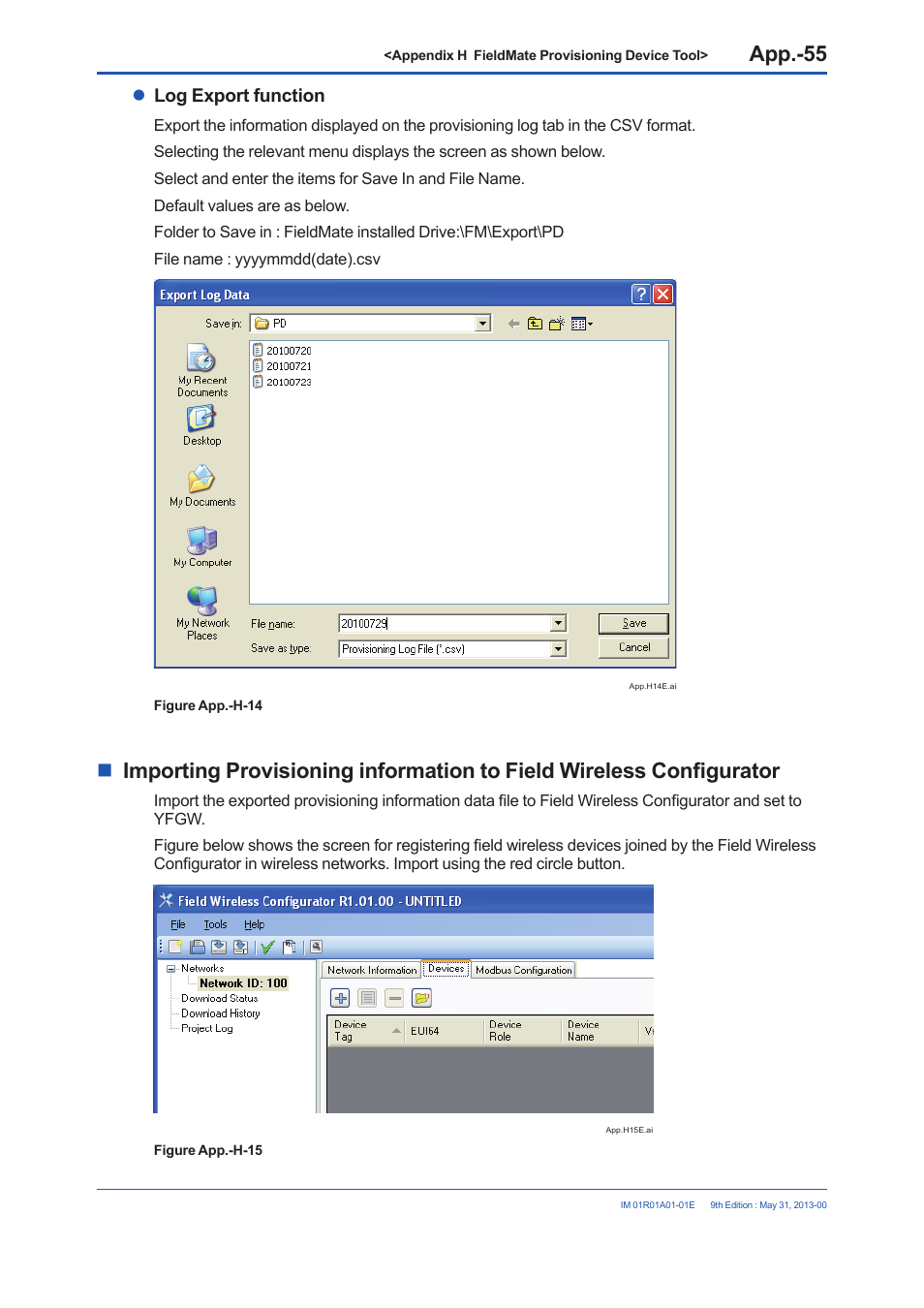 Log export function | Yokogawa FieldMate User Manual | Page 376 / 384