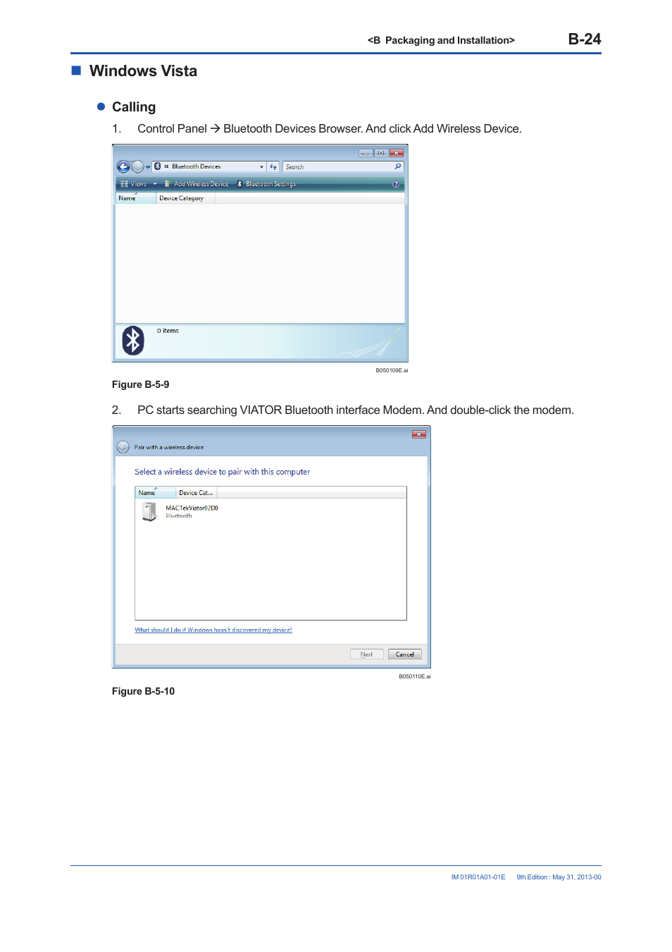 B-24, Windows vista, Calling | Yokogawa FieldMate User Manual | Page 38 / 384