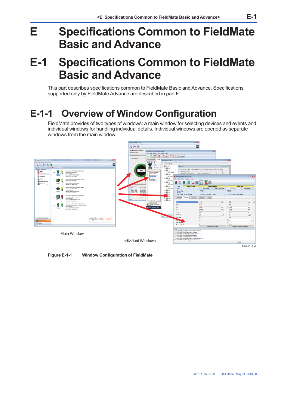 E-1-1 overview of window configuration | Yokogawa FieldMate User Manual | Page 51 / 384