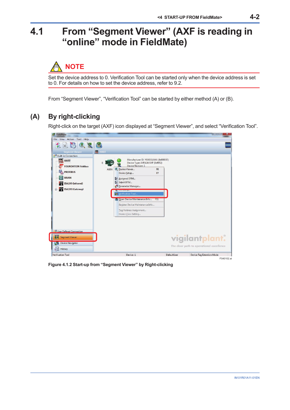 From “segment viewer, Axf is reading in “online” mode in fieldmate) -2 | Yokogawa FieldMate User Manual | Page 18 / 84