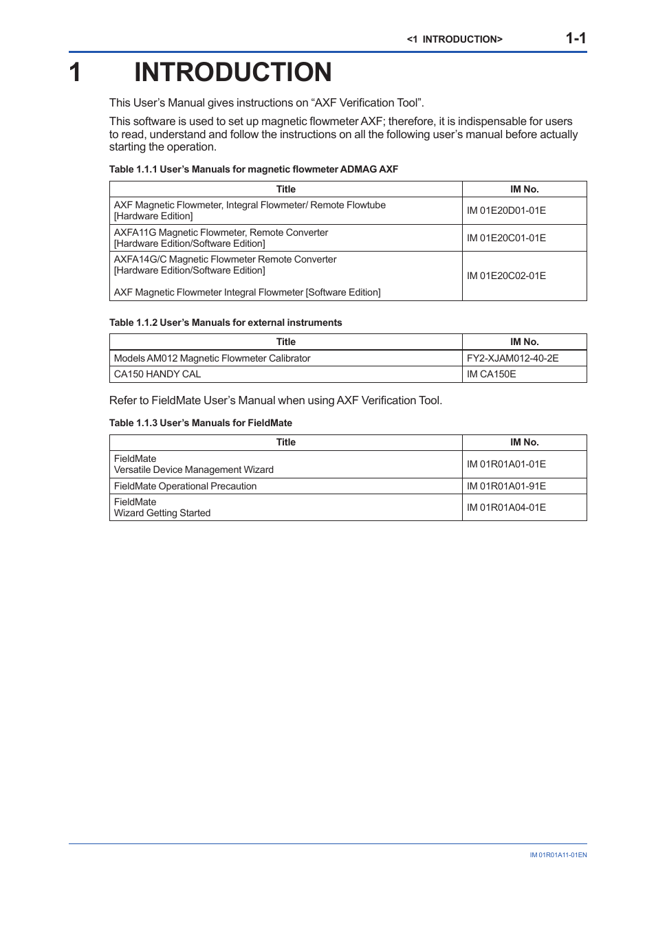 1 introduction, Introduction -1, 1introduction | Yokogawa FieldMate User Manual | Page 5 / 84