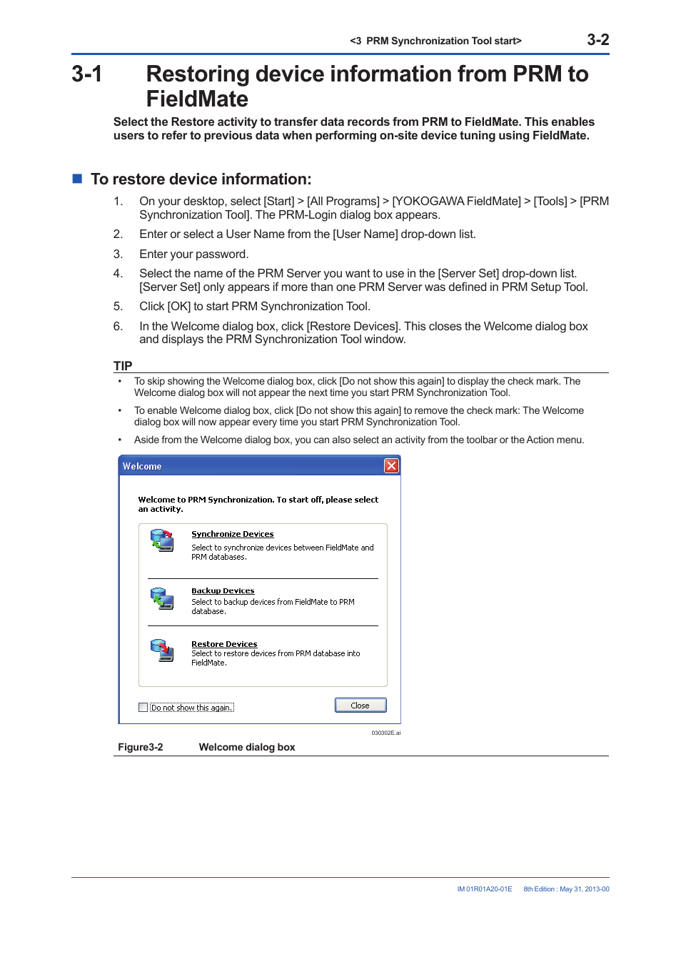 To restore device information, To restore device information: -2 | Yokogawa FieldMate User Manual | Page 11 / 31