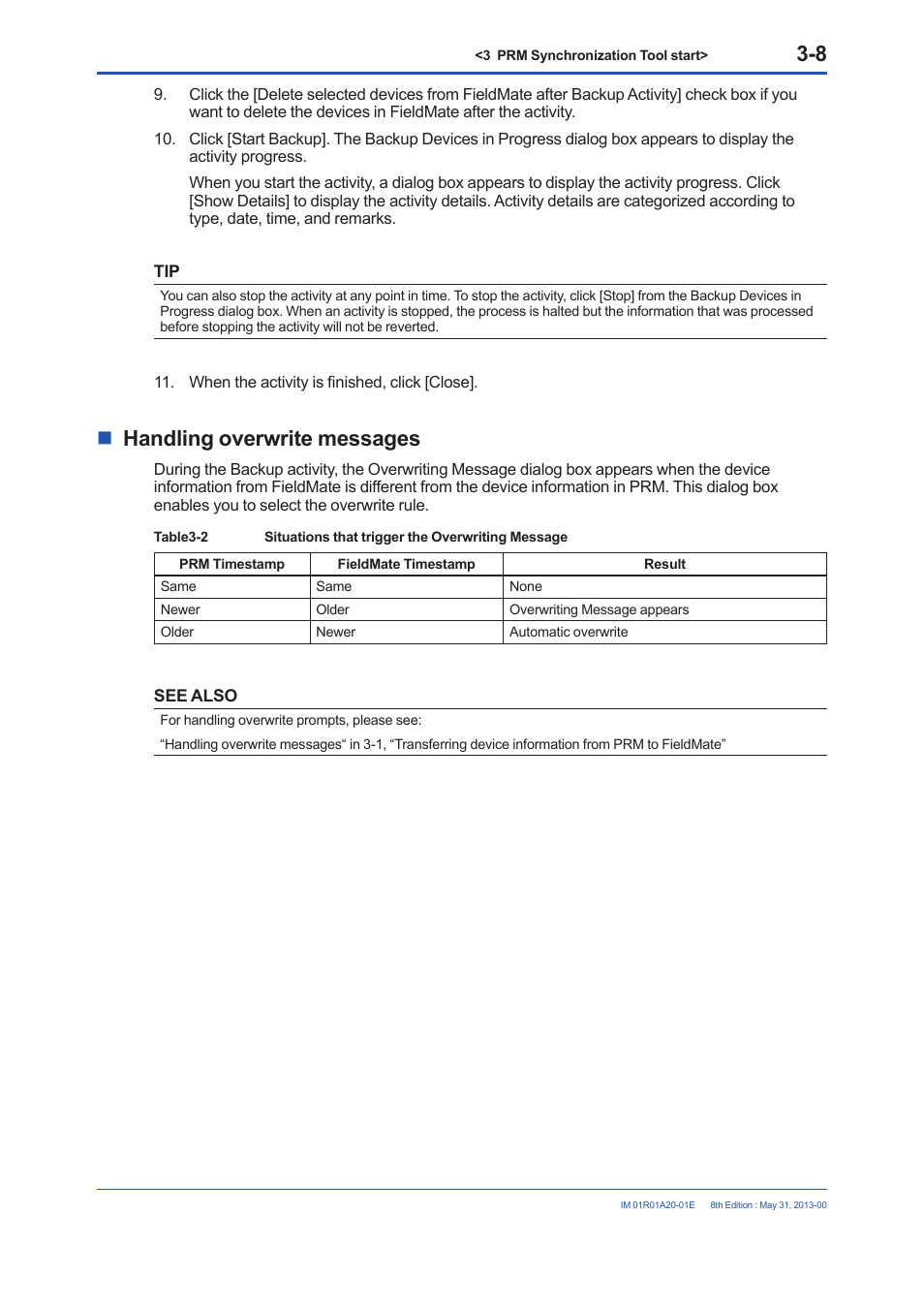 Handling overwrite messages, Handling overwrite messages -8 | Yokogawa FieldMate User Manual | Page 17 / 31