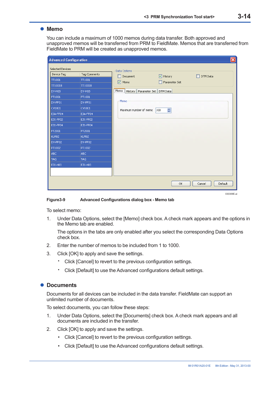 Memo, Documents, Memo -14 | Documents -14 | Yokogawa FieldMate User Manual | Page 23 / 31