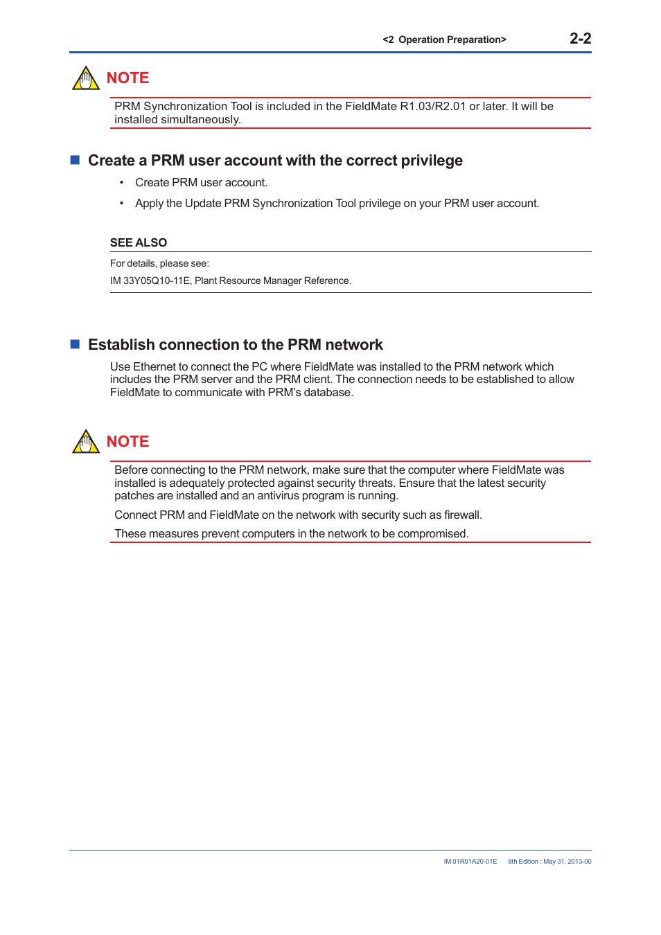 Establish connection to the prm network, Establish connection to the prm network -2 | Yokogawa FieldMate User Manual | Page 8 / 31