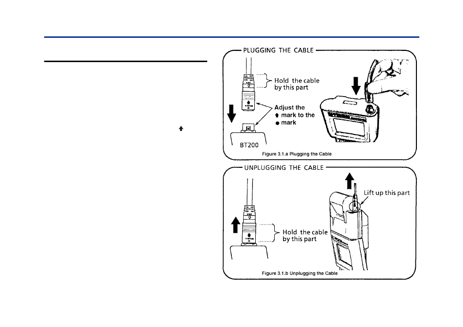 Connection, 1 plugging the cable into the bt200, Connection -1 | 1 plugging the cable into the bt200 -1 | Yokogawa BT200 User Manual | Page 14 / 53