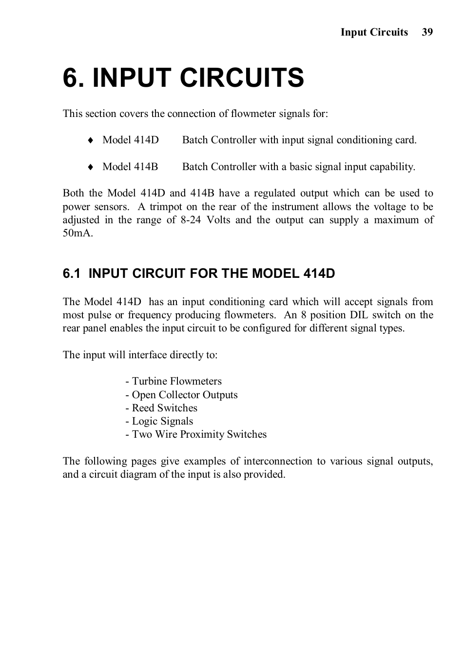 Input circuits | Yokogawa 414 Batch Controller User Manual | Page 41 / 59