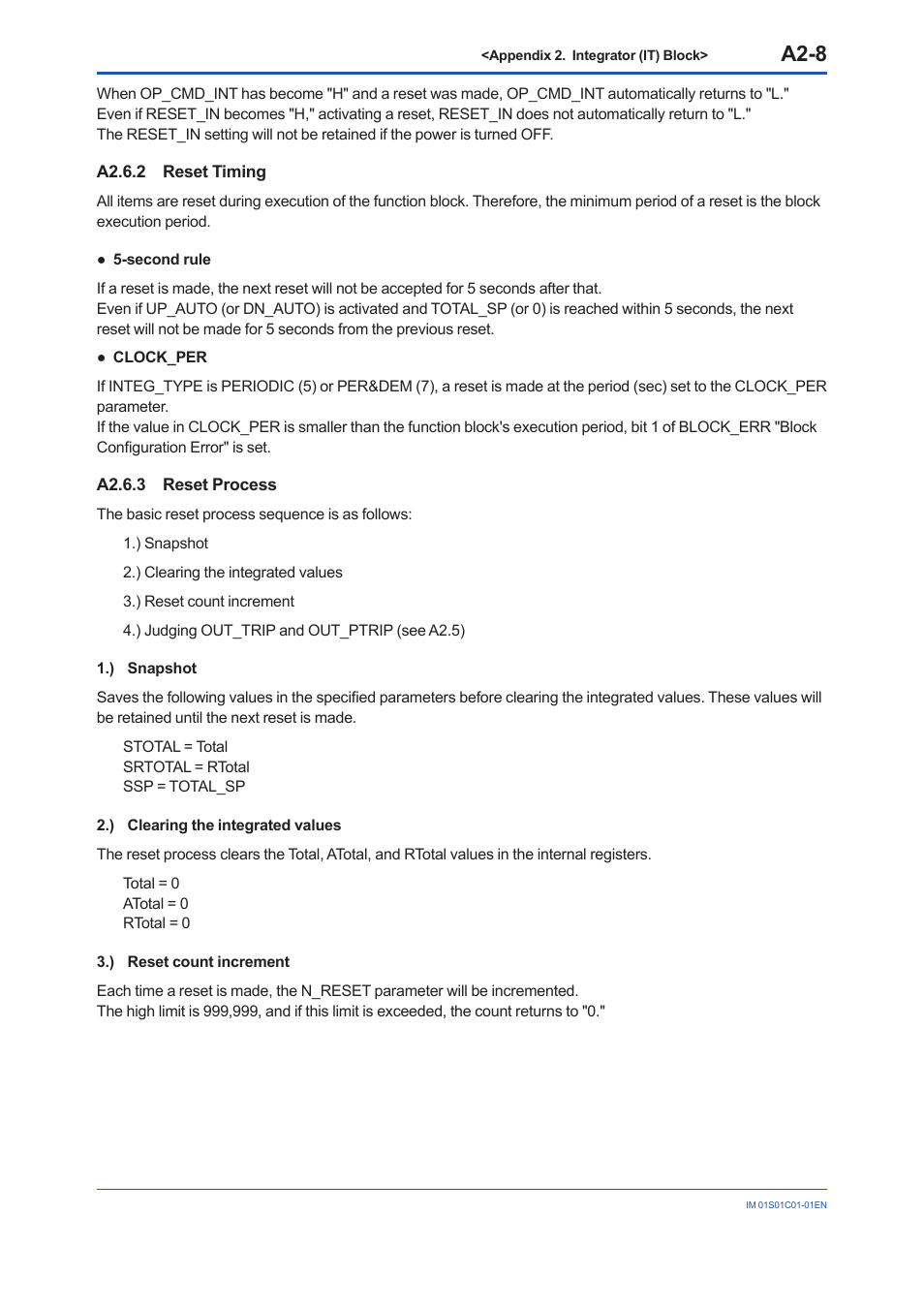 A2.6.2 reset timing, A2.6.3 reset process, A2.6.2 | A2-8 | Yokogawa FVX110 User Manual | Page 104 / 164