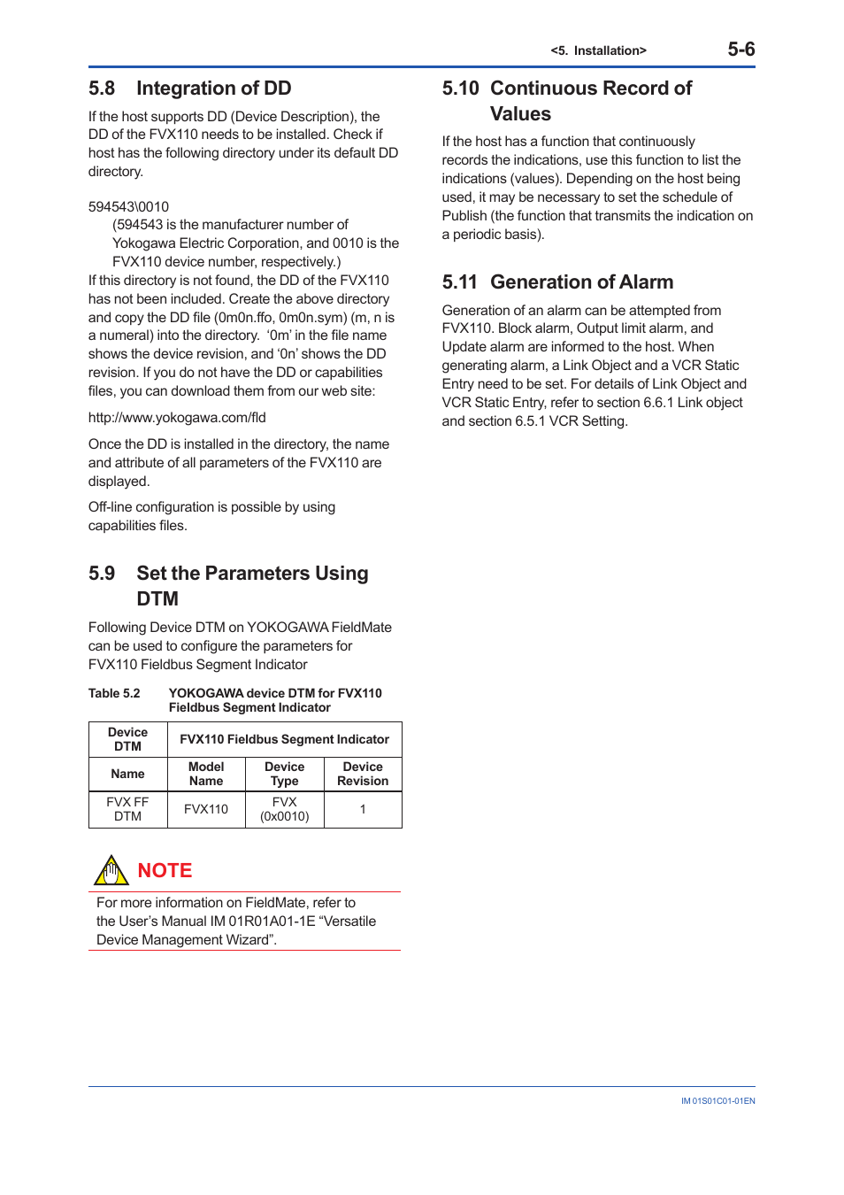 8 integration of dd, 9 set the parameters using dtm, 10 continuous record of values | 11 generation of alarm, Integration of dd -6, Set the parameters using dtm -6, Continuous record of values -6, Generation of alarm -6 | Yokogawa FVX110 User Manual | Page 33 / 164