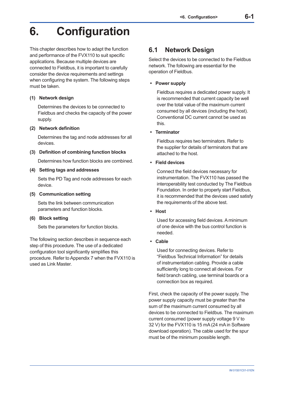 Configuration, 1 network design, Configuration -1 | Network design -1 | Yokogawa FVX110 User Manual | Page 34 / 164