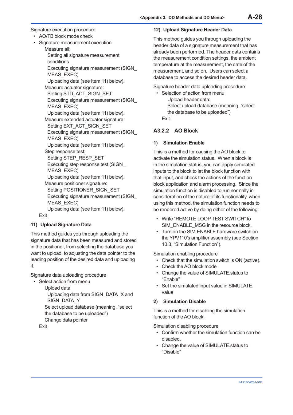 A3.2.2 ao block, A3.2.2, A-28 | Yokogawa YVP110 User Manual | Page 139 / 161
