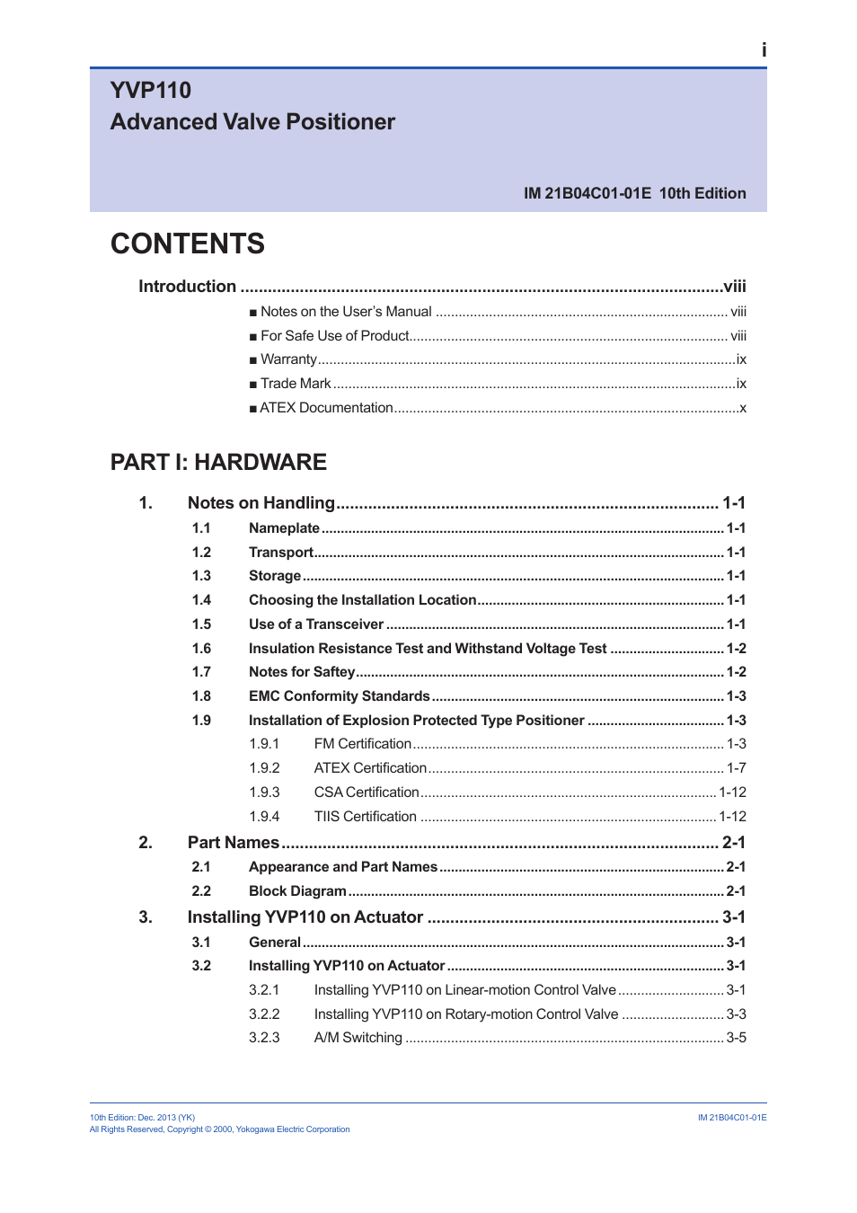 Yokogawa YVP110 User Manual | Page 2 / 161