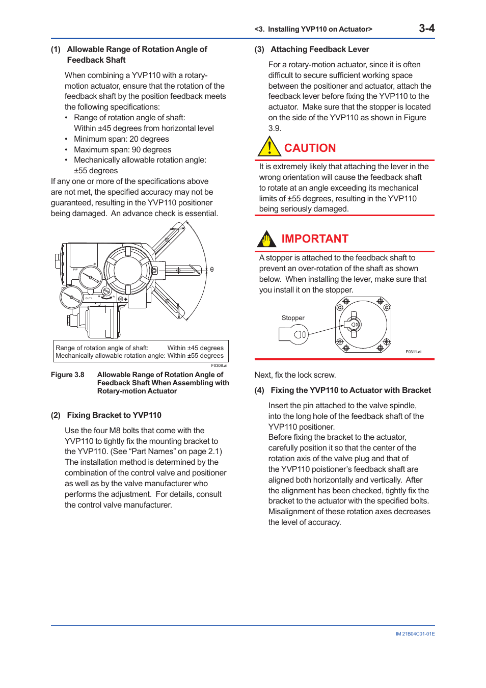 Caution, Important | Yokogawa YVP110 User Manual | Page 28 / 161