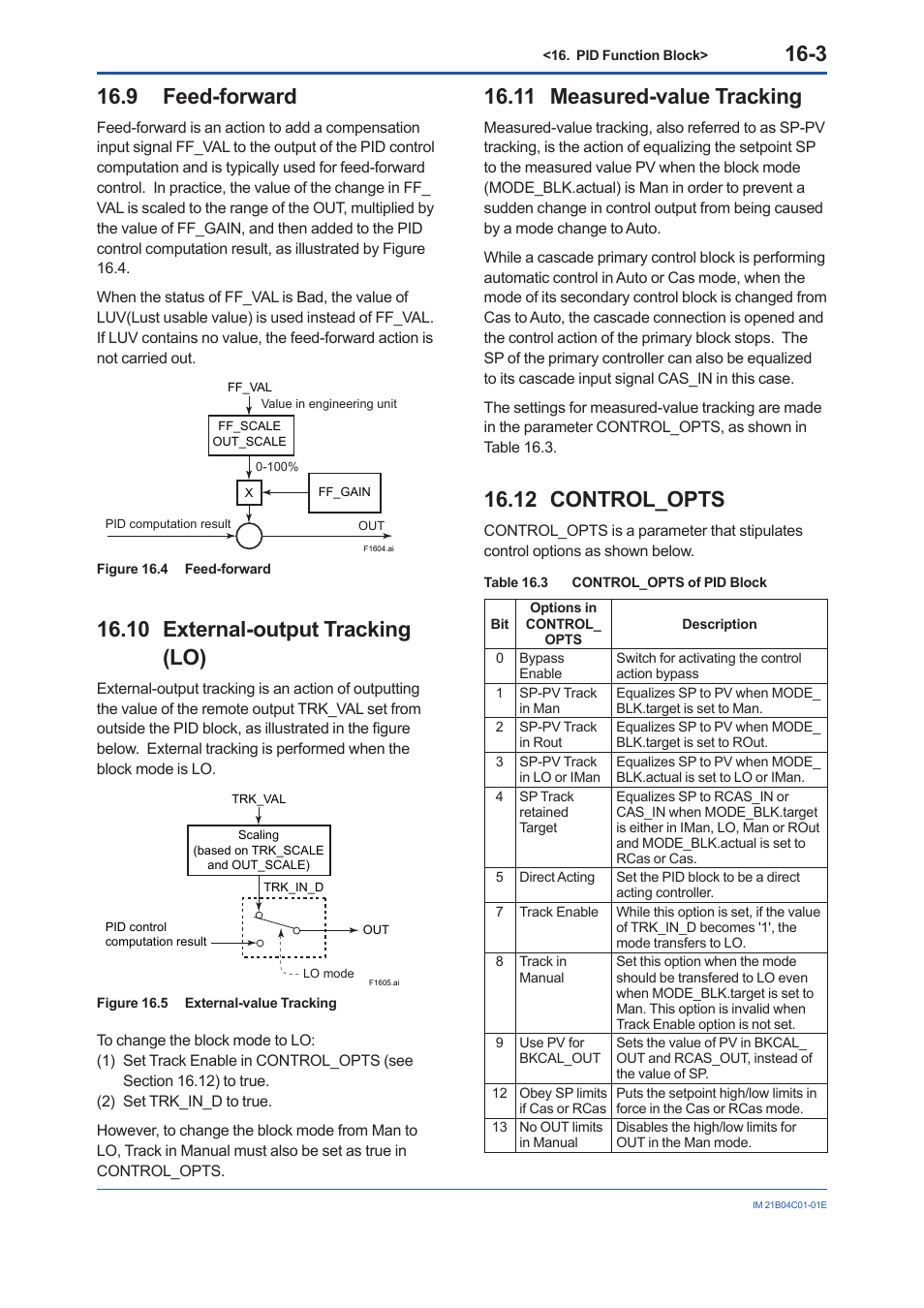 9 feed-forward, 10 external-output tracking (lo), 11 measured-value tracking | 12 control_opts, Feed-forward -3 | Yokogawa YVP110 User Manual | Page 84 / 161