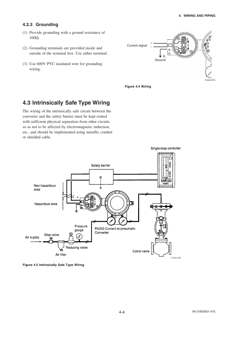 3 grounding, 3 intrinsically safe type wiring, Grounding -4 | Intrinsically safe type wiring -4 | Yokogawa PK200 User Manual | Page 18 / 42