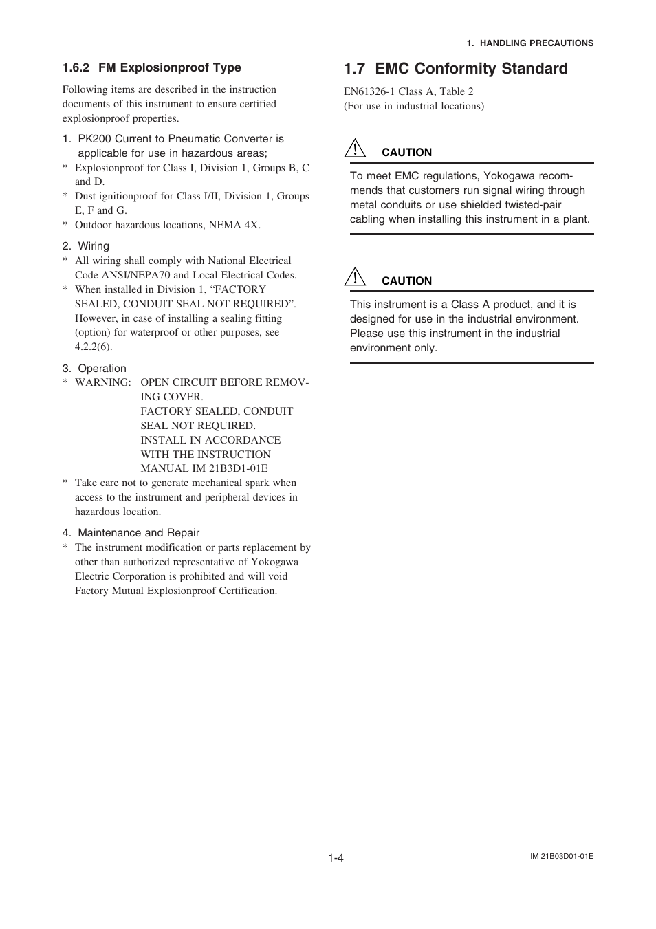 2 fm explosionproof type, 7 emc conformity standard, Fm explosionproof type -4 | Emc conformity standard -4 | Yokogawa PK200 User Manual | Page 9 / 42