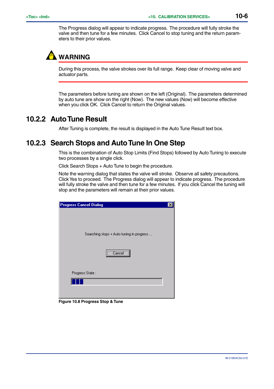 2 auto tune result, 3 search stops and auto tune in one step, Auto tune result -6 | Search stops and auto tune in one step -6, Warning | Yokogawa YVP20S User Manual | Page 104 / 177