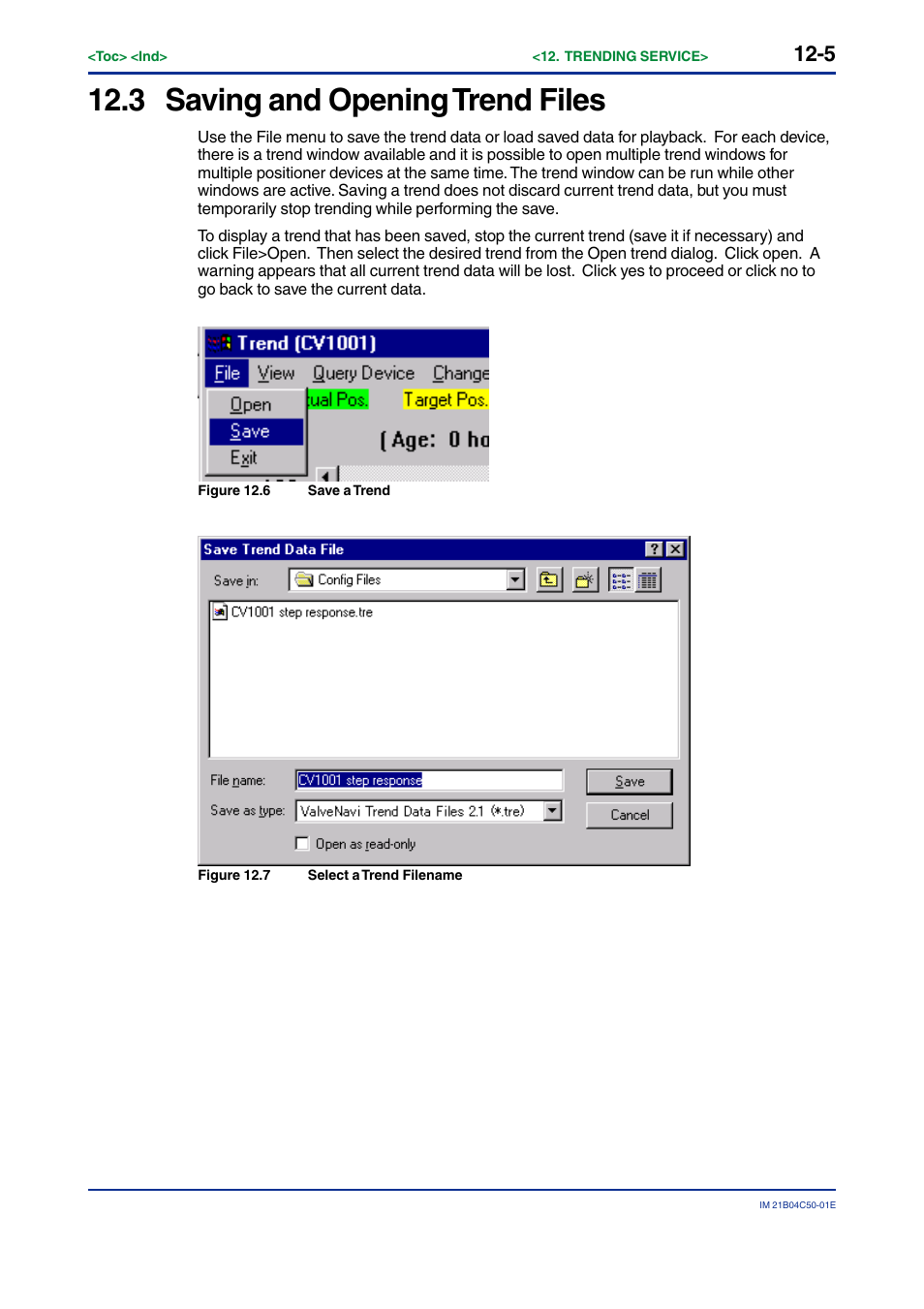 3 saving and opening trend files, Saving and opening trend files -5 | Yokogawa YVP20S User Manual | Page 120 / 177