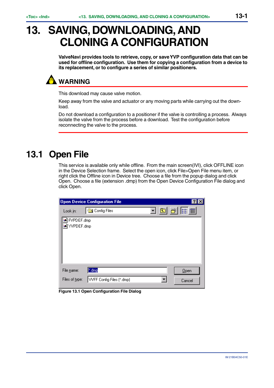 Saving, downloading, and cloning a configuration, 1 open file, Open file -1 | Yokogawa YVP20S User Manual | Page 122 / 177