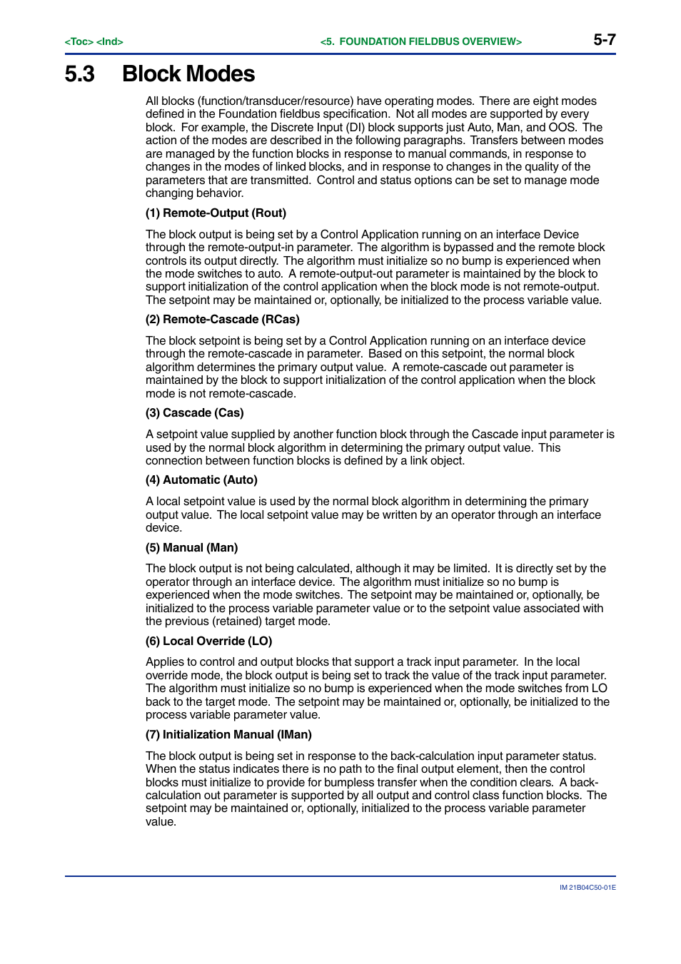 3 block modes, Block modes -7 | Yokogawa YVP20S User Manual | Page 36 / 177