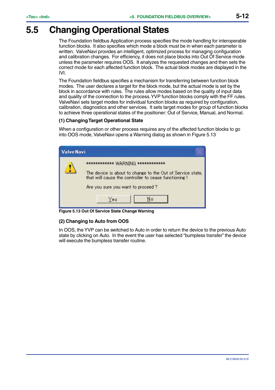 5 changing operational states, Changing operational states -12 | Yokogawa YVP20S User Manual | Page 41 / 177