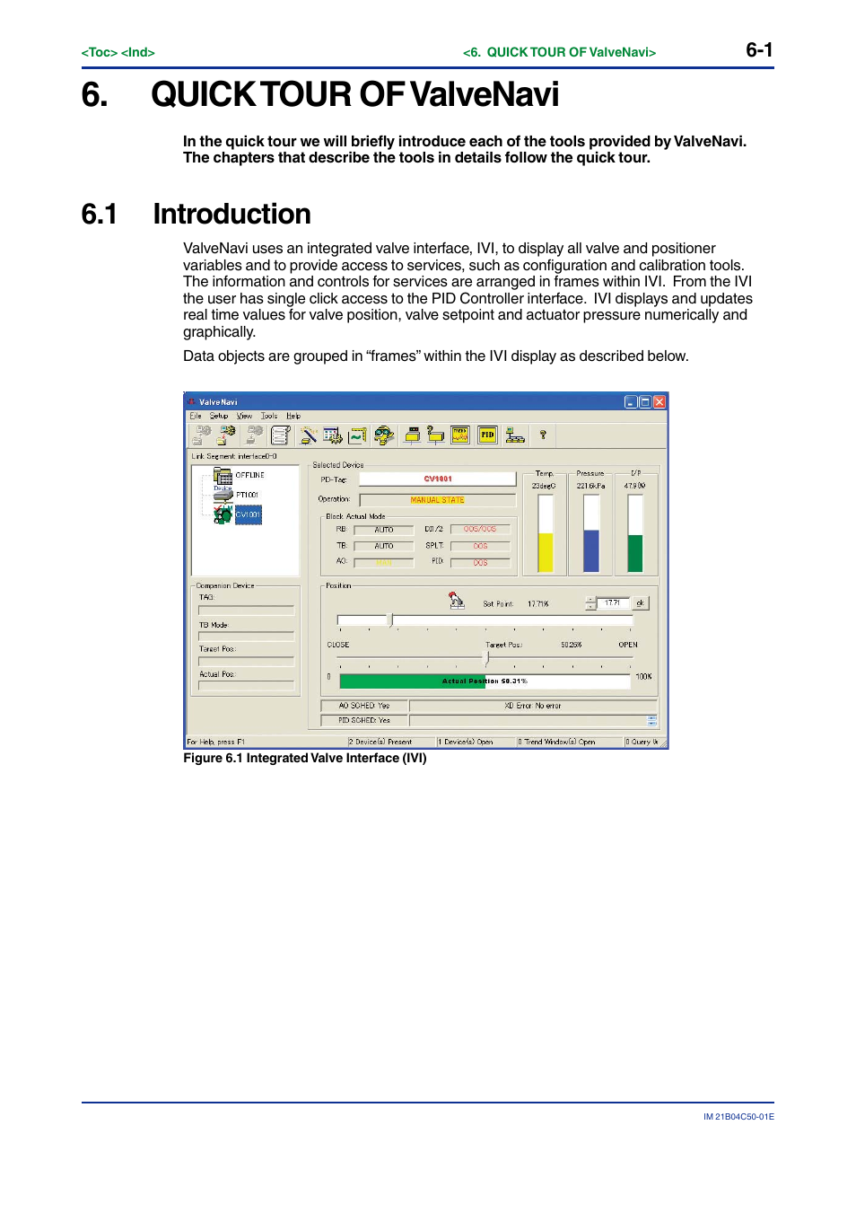 Quick tour of valvenavi, 1 introduction, Quick tour of valvenavi -1 | Introduction -1 | Yokogawa YVP20S User Manual | Page 42 / 177