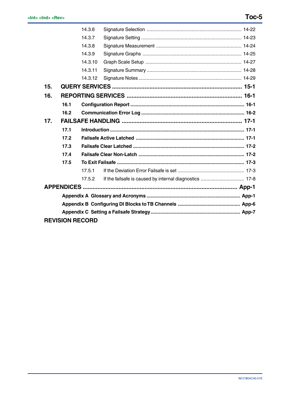 Toc-5 | Yokogawa YVP20S User Manual | Page 6 / 177