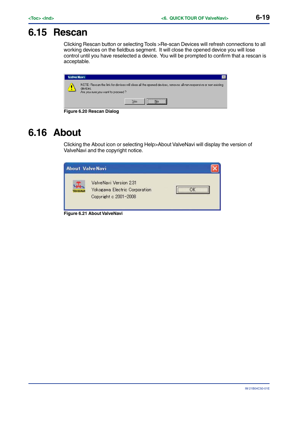 15 rescan, 16 about, Rescan -19 | About -19 | Yokogawa YVP20S User Manual | Page 60 / 177